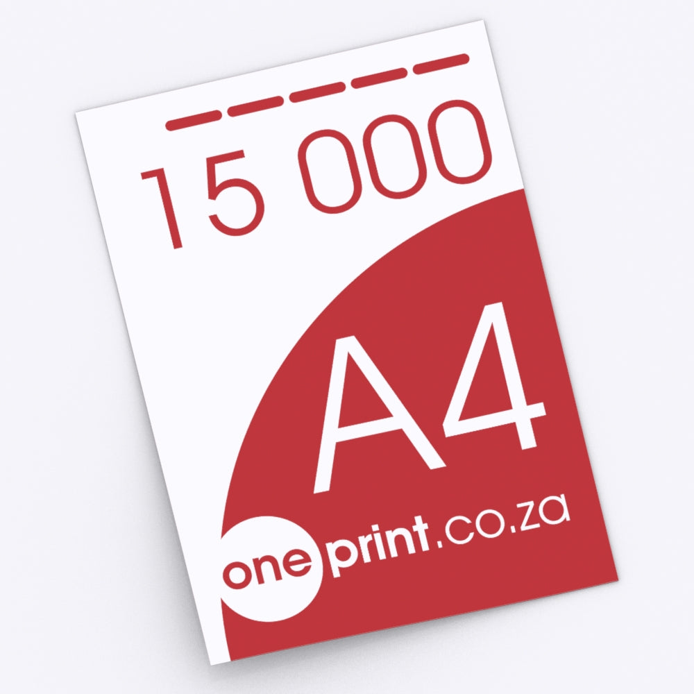 15000 x A4. Printed both Sides